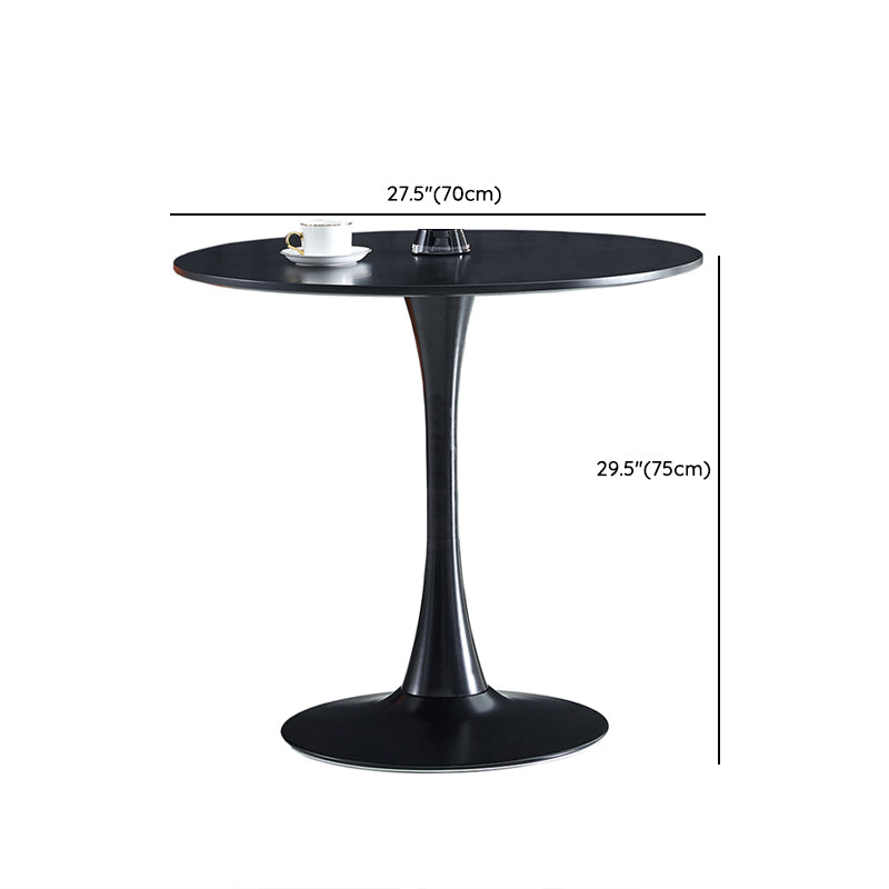 Contemporary Black Round Stone Dining Table with Tulip Style