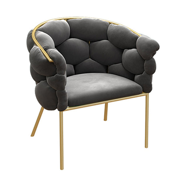 Glam Style Upholstered Gold Base Dining Arm Chair for Dining Room