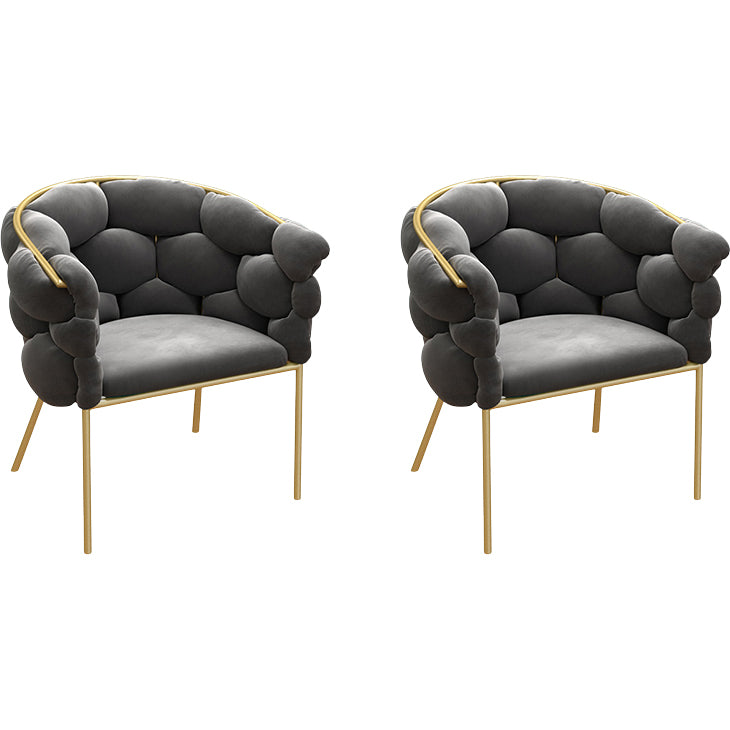 Glam Style Upholstered Gold Base Dining Arm Chair for Dining Room