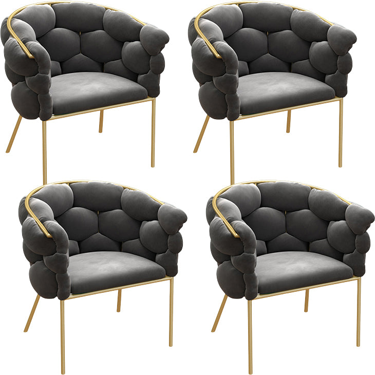Glam Style Upholstered Gold Base Dining Arm Chair for Dining Room
