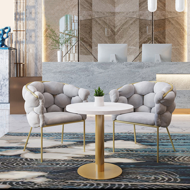 Glam Style Upholstered Gold Base Dining Arm Chair for Dining Room