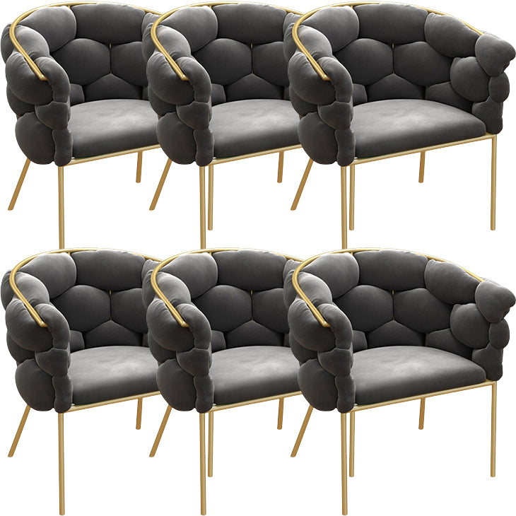 Glam Style Upholstered Gold Base Dining Arm Chair for Dining Room