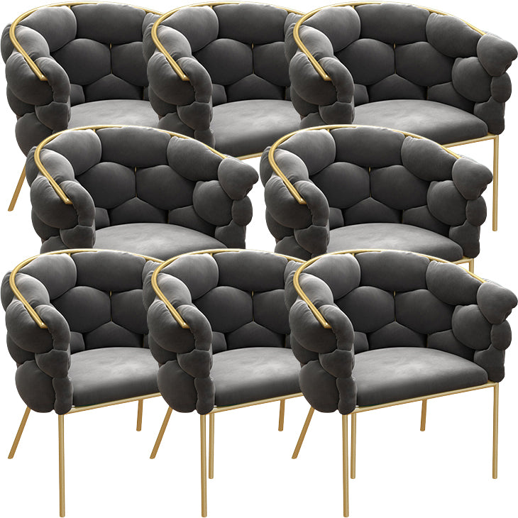 Glam Style Upholstered Gold Base Dining Arm Chair for Dining Room