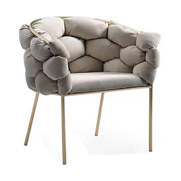 Glam Style Upholstered Gold Base Dining Arm Chair for Dining Room