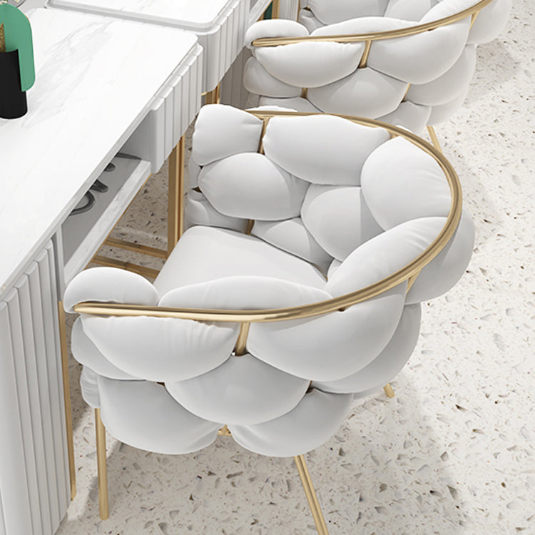 Glam Style Upholstered Gold Base Dining Arm Chair for Dining Room