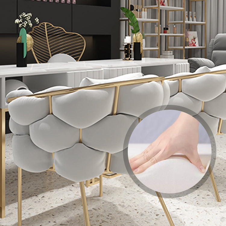 Glam Style Upholstered Gold Base Dining Arm Chair for Dining Room