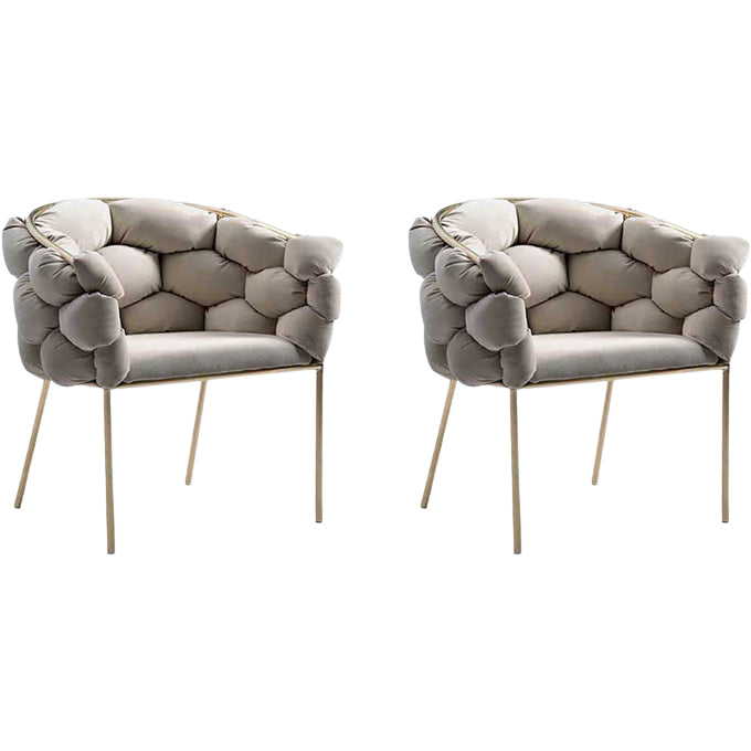 Glam Style Upholstered Gold Base Dining Arm Chair for Dining Room