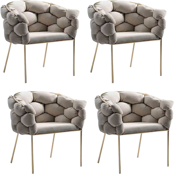 Glam Style Upholstered Gold Base Dining Arm Chair for Dining Room
