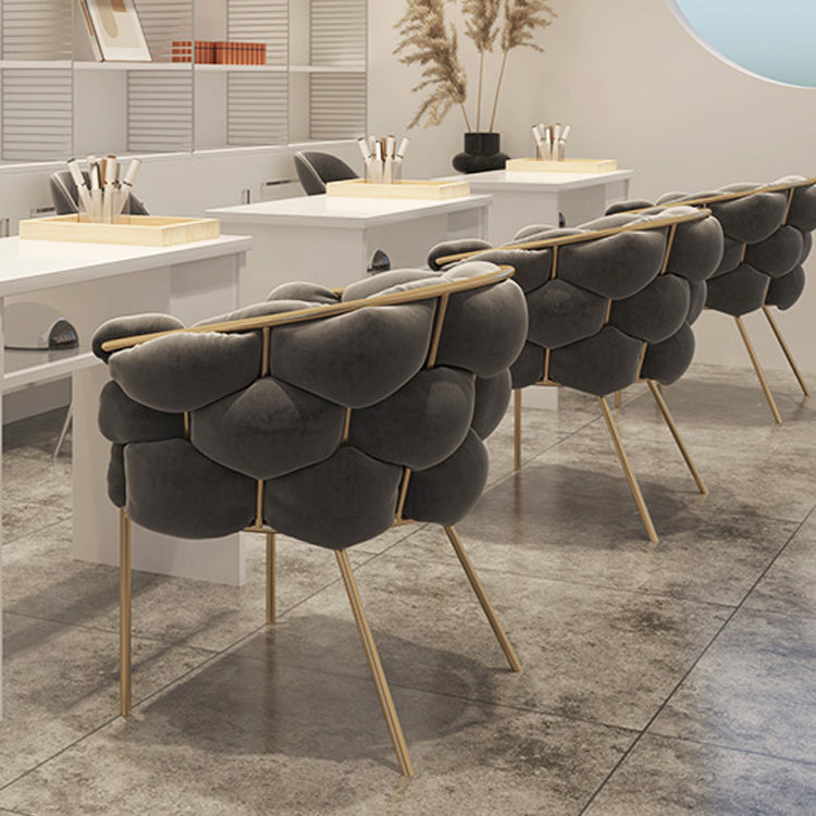 Glam Style Upholstered Gold Base Dining Arm Chair for Dining Room