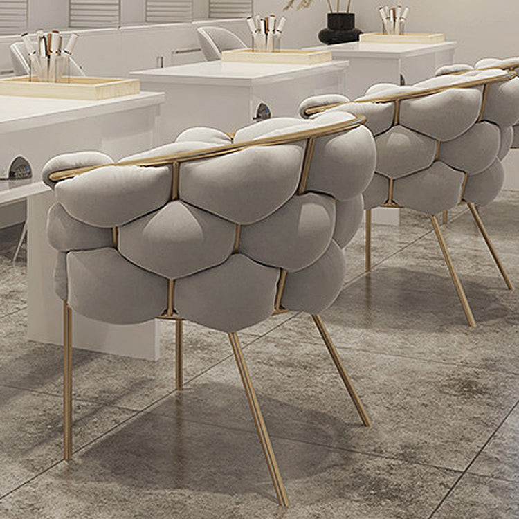 Glam Style Upholstered Gold Base Dining Arm Chair for Dining Room