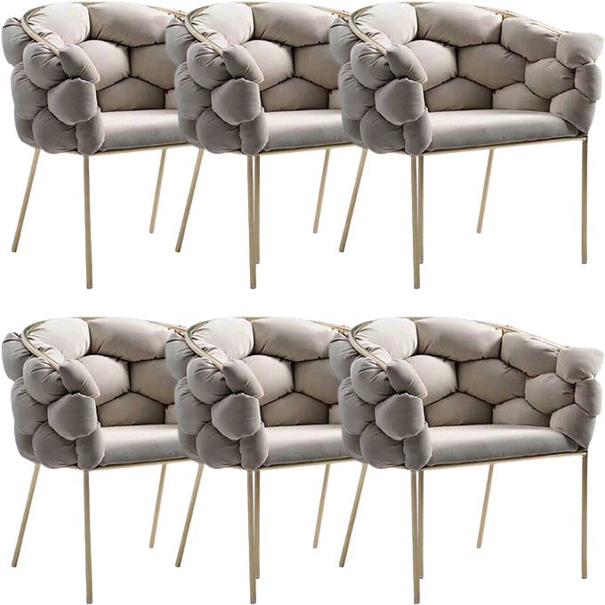 Glam Style Upholstered Gold Base Dining Arm Chair for Dining Room