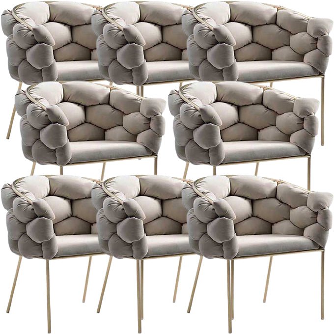 Glam Style Upholstered Gold Base Dining Arm Chair for Dining Room