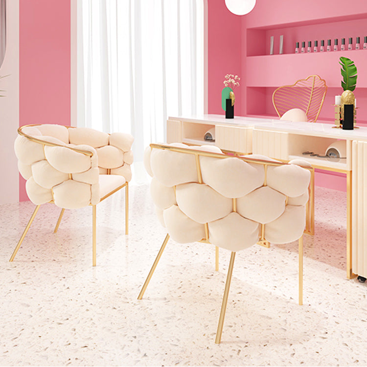 Glam Style Upholstered Gold Base Dining Arm Chair for Dining Room