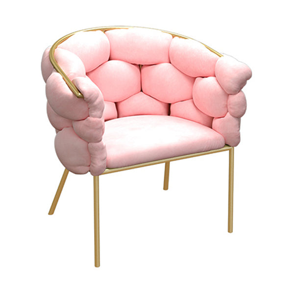 Glam Style Upholstered Gold Base Dining Arm Chair for Dining Room