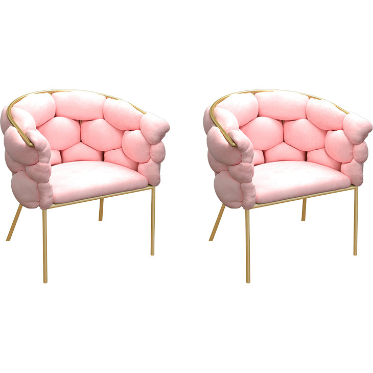Glam Style Upholstered Gold Base Dining Arm Chair for Dining Room