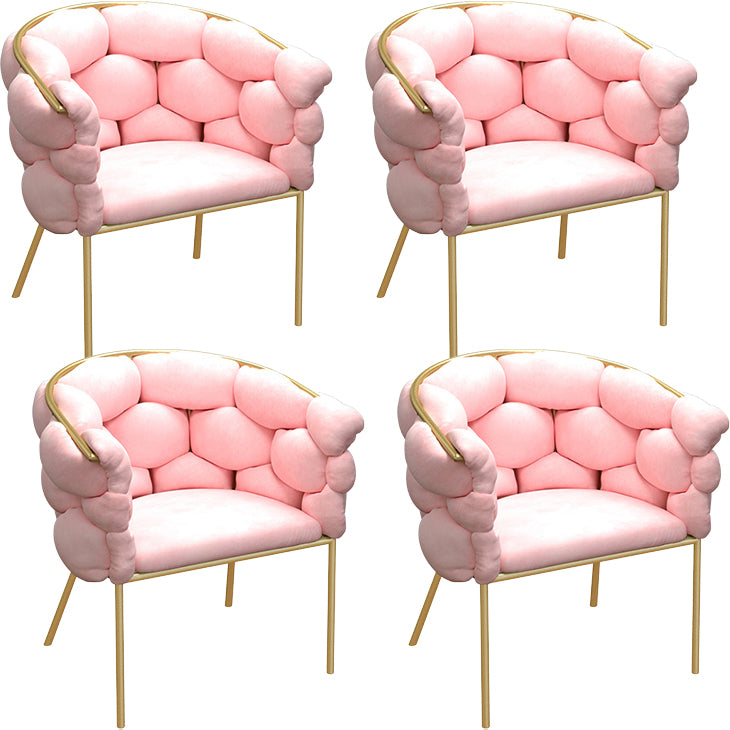 Glam Style Upholstered Gold Base Dining Arm Chair for Dining Room