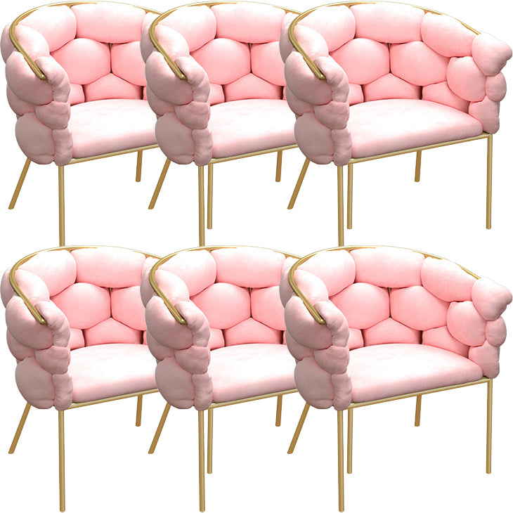Glam Style Upholstered Gold Base Dining Arm Chair for Dining Room