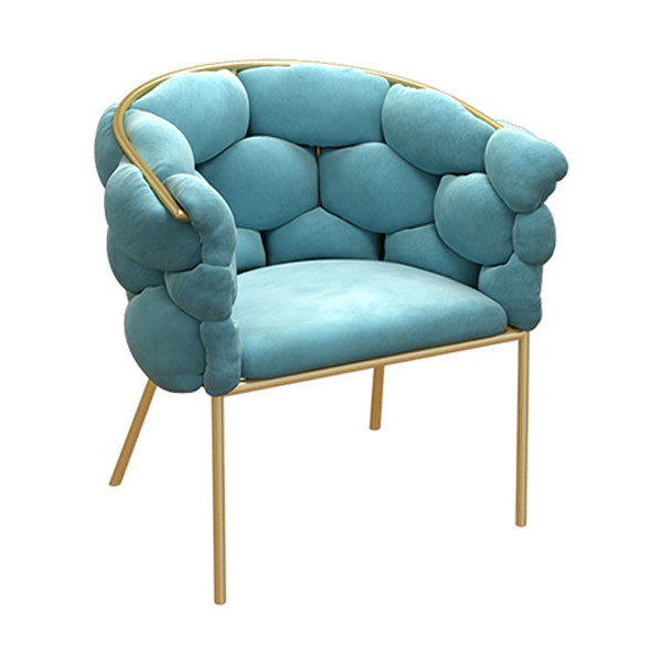 Glam Style Upholstered Gold Base Dining Arm Chair for Dining Room