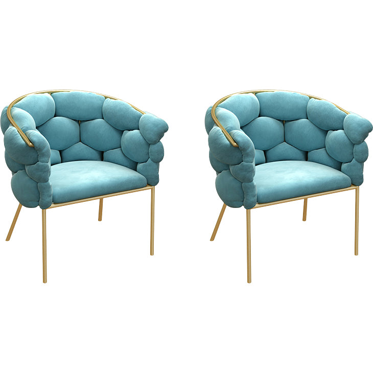 Glam Style Upholstered Gold Base Dining Arm Chair for Dining Room