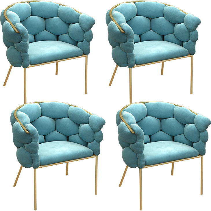 Glam Style Upholstered Gold Base Dining Arm Chair for Dining Room