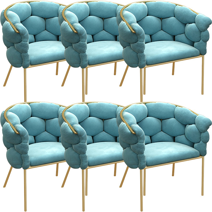 Glam Style Upholstered Gold Base Dining Arm Chair for Dining Room