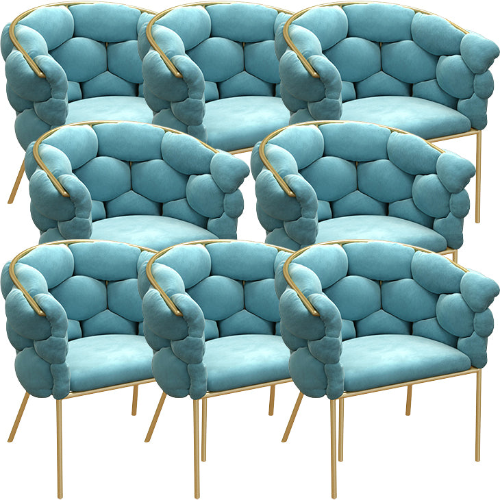 Glam Style Upholstered Gold Base Dining Arm Chair for Dining Room