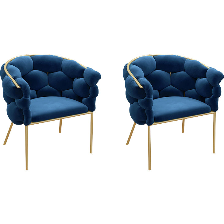 Glam Style Upholstered Gold Base Dining Arm Chair for Dining Room
