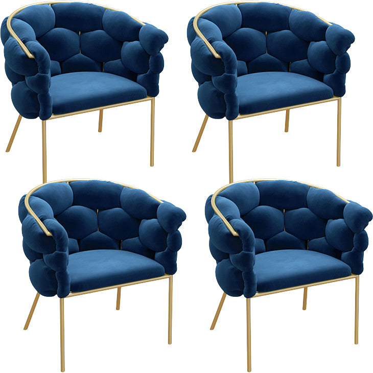 Glam Style Upholstered Gold Base Dining Arm Chair for Dining Room