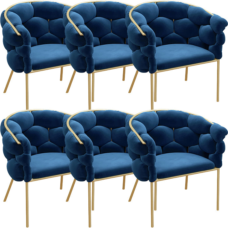 Glam Style Upholstered Gold Base Dining Arm Chair for Dining Room