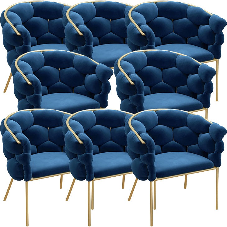 Glam Style Upholstered Gold Base Dining Arm Chair for Dining Room