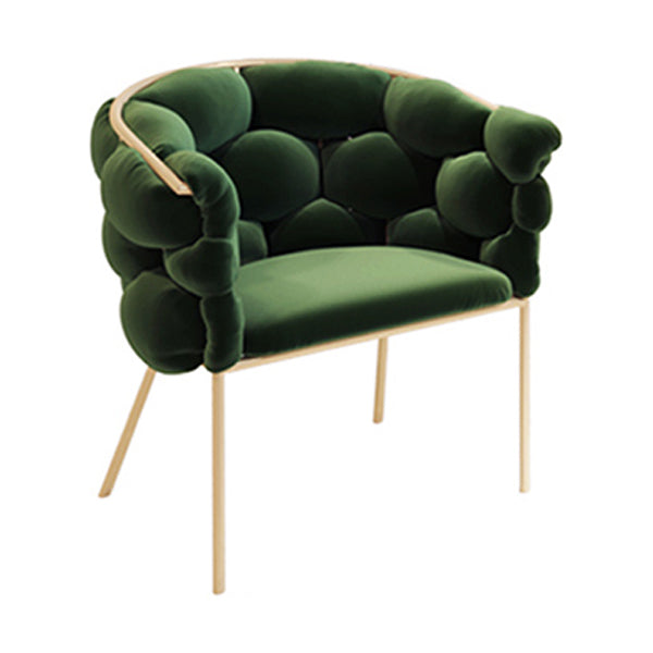 Glam Style Upholstered Gold Base Dining Arm Chair for Dining Room