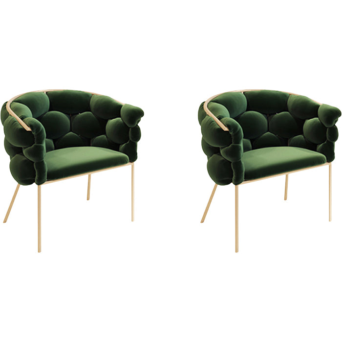 Glam Style Upholstered Gold Base Dining Arm Chair for Dining Room