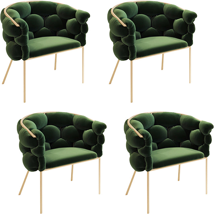 Glam Style Upholstered Gold Base Dining Arm Chair for Dining Room