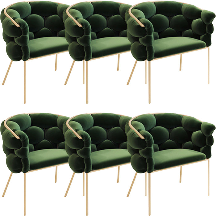Glam Style Upholstered Gold Base Dining Arm Chair for Dining Room