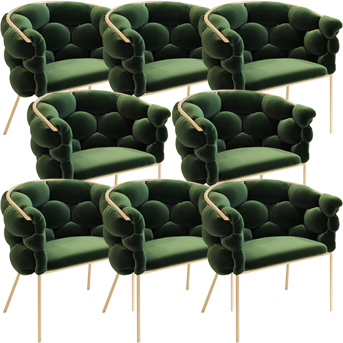 Glam Style Upholstered Gold Base Dining Arm Chair for Dining Room