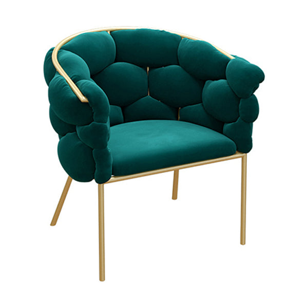 Glam Style Upholstered Gold Base Dining Arm Chair for Dining Room