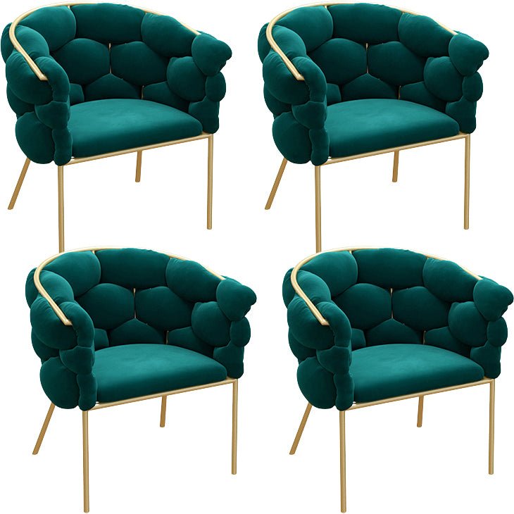 Glam Style Upholstered Gold Base Dining Arm Chair for Dining Room