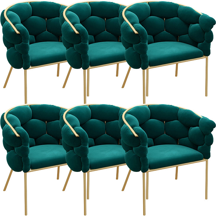Glam Style Upholstered Gold Base Dining Arm Chair for Dining Room