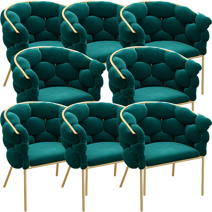 Glam Style Upholstered Gold Base Dining Arm Chair for Dining Room