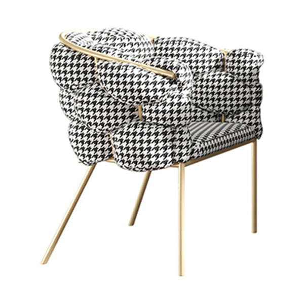 Glam Style Upholstered Gold Base Dining Arm Chair for Dining Room