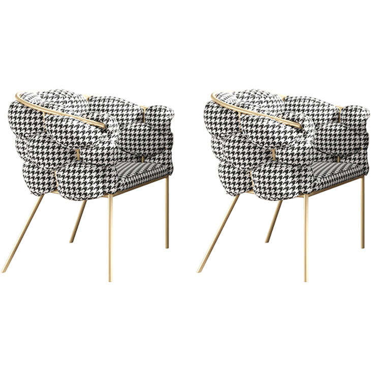 Glam Style Upholstered Gold Base Dining Arm Chair for Dining Room