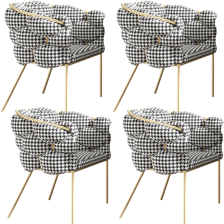 Glam Style Upholstered Gold Base Dining Arm Chair for Dining Room