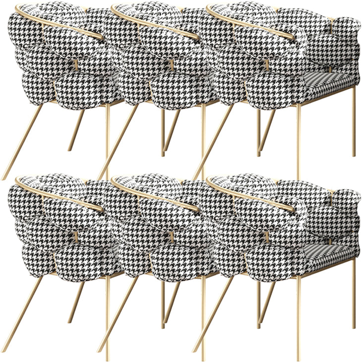 Glam Style Upholstered Gold Base Dining Arm Chair for Dining Room