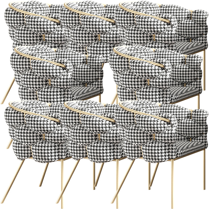 Glam Style Upholstered Gold Base Dining Arm Chair for Dining Room