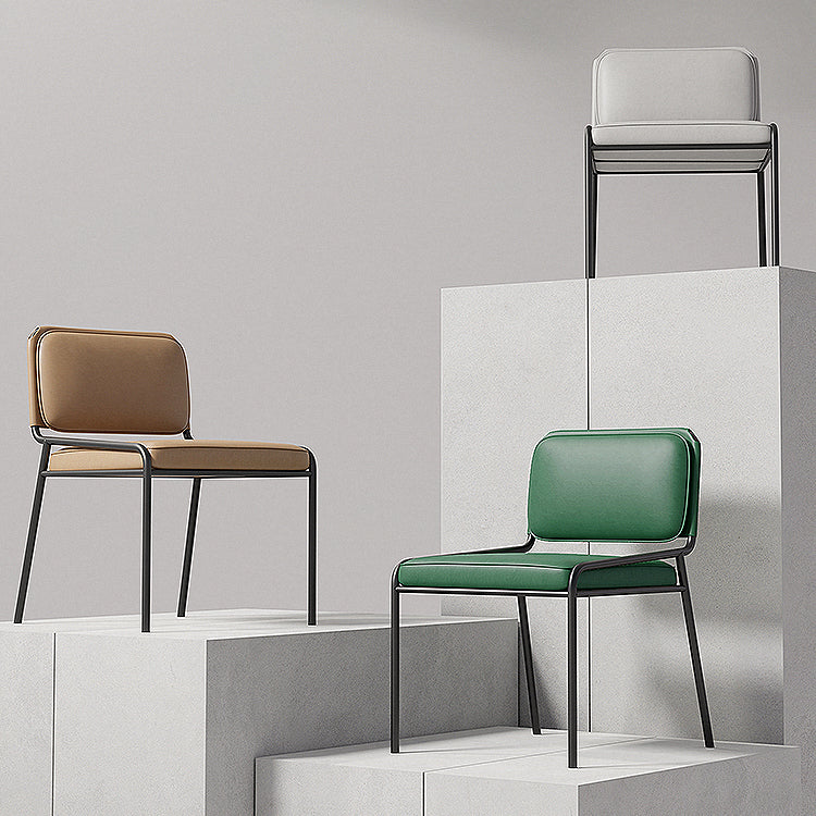 Modern Style Leather Open Back Upholstered Home Dining Side Chair