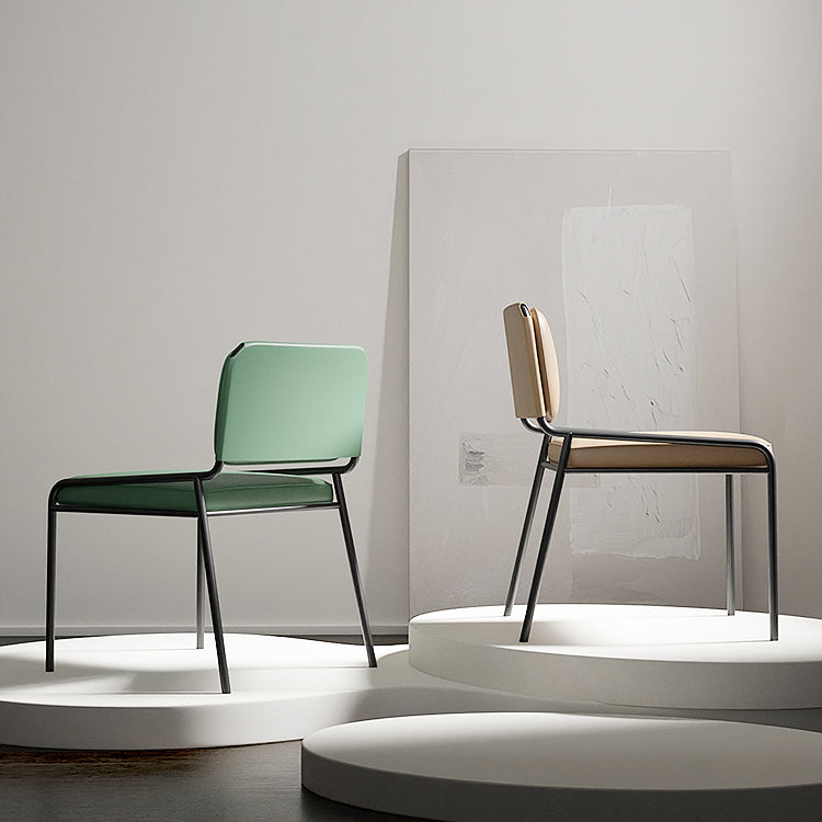 Modern Style Leather Open Back Upholstered Home Dining Side Chair