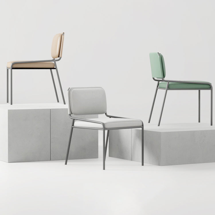 Modern Style Leather Open Back Upholstered Home Dining Side Chair