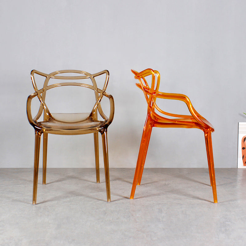 Contemporary Indoor Plastic Open Back Stacking Dining Arm Chair