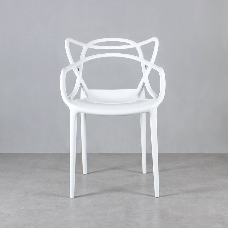 Contemporary Indoor Plastic Open Back Stacking Dining Arm Chair