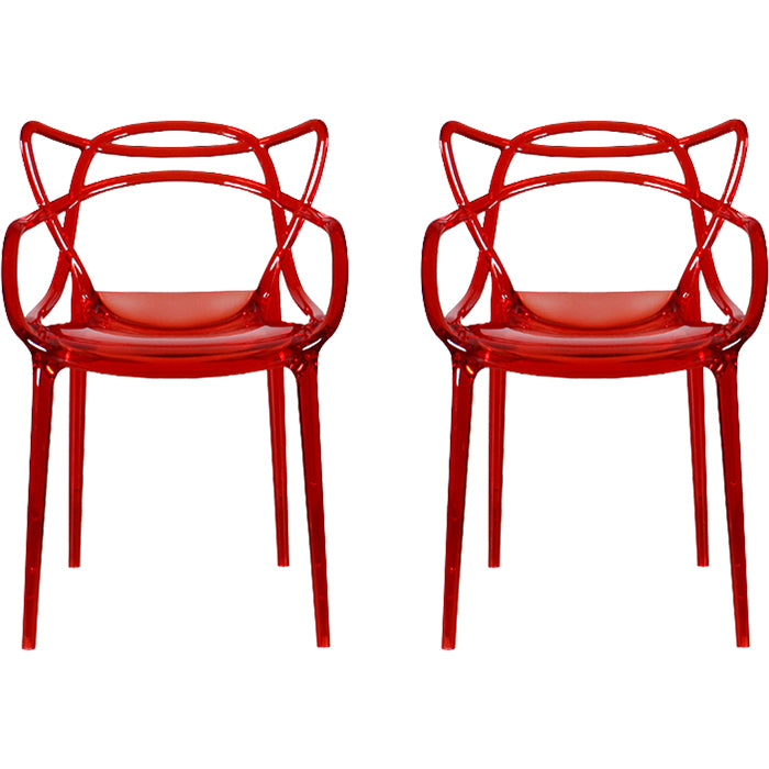 Contemporary Indoor Plastic Open Back Stacking Dining Arm Chair